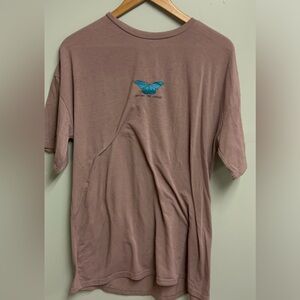 SHEIN Pink Short Sleeve Tee with Blue Butterfly